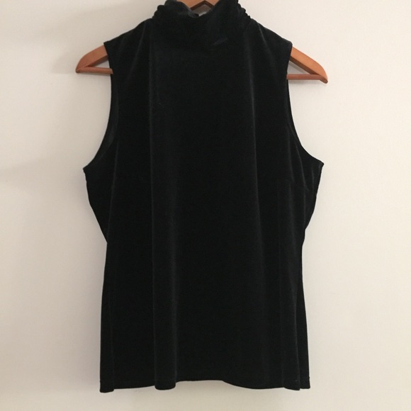 MSK Tops - Black High Neck Velvet Tank Top